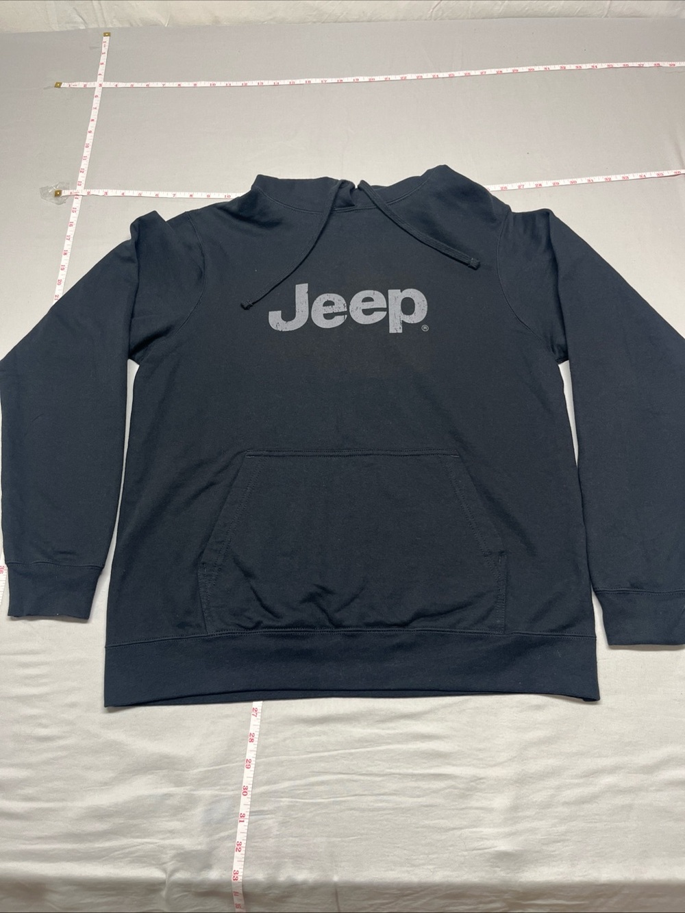 Port and Company Black Hoodie with Gray Jeep Logo. 1069